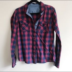 Urban outfitters Blue red plaid button down